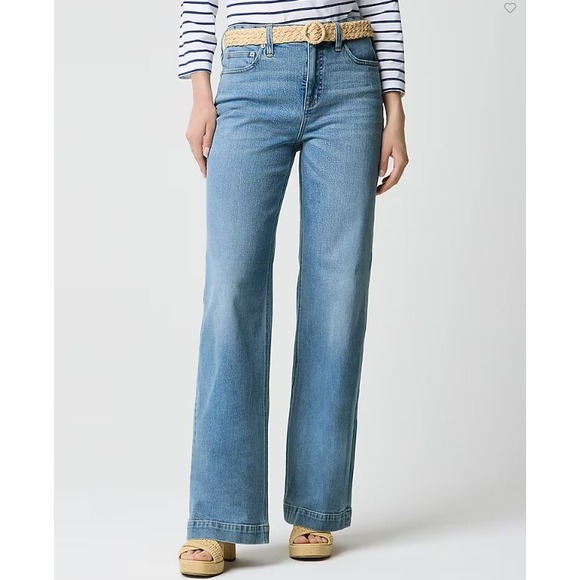 J Crew Jeans Womens 29 Blue Classic Wide Leg  Wash Stretch Denim CG447 - Picture 1 of 13